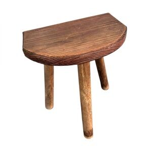 French vintage wooden milk stool from Loire Valley, France